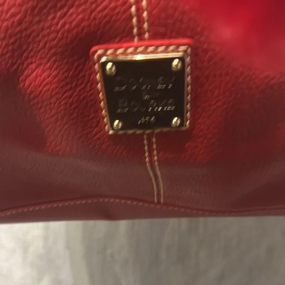 Dooney & Bourke Red Leather Tote with Gold AccentsEUC - Picture 15 of 16